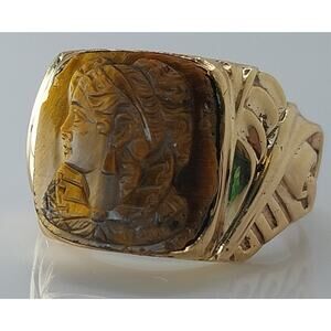 Vintage 10K Tigers Eye Ring, 8.4g Size 9
